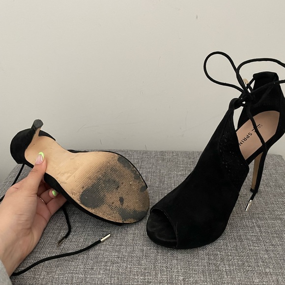 Peep Toe Heels with Gold Hardware - Picture 2 of 2